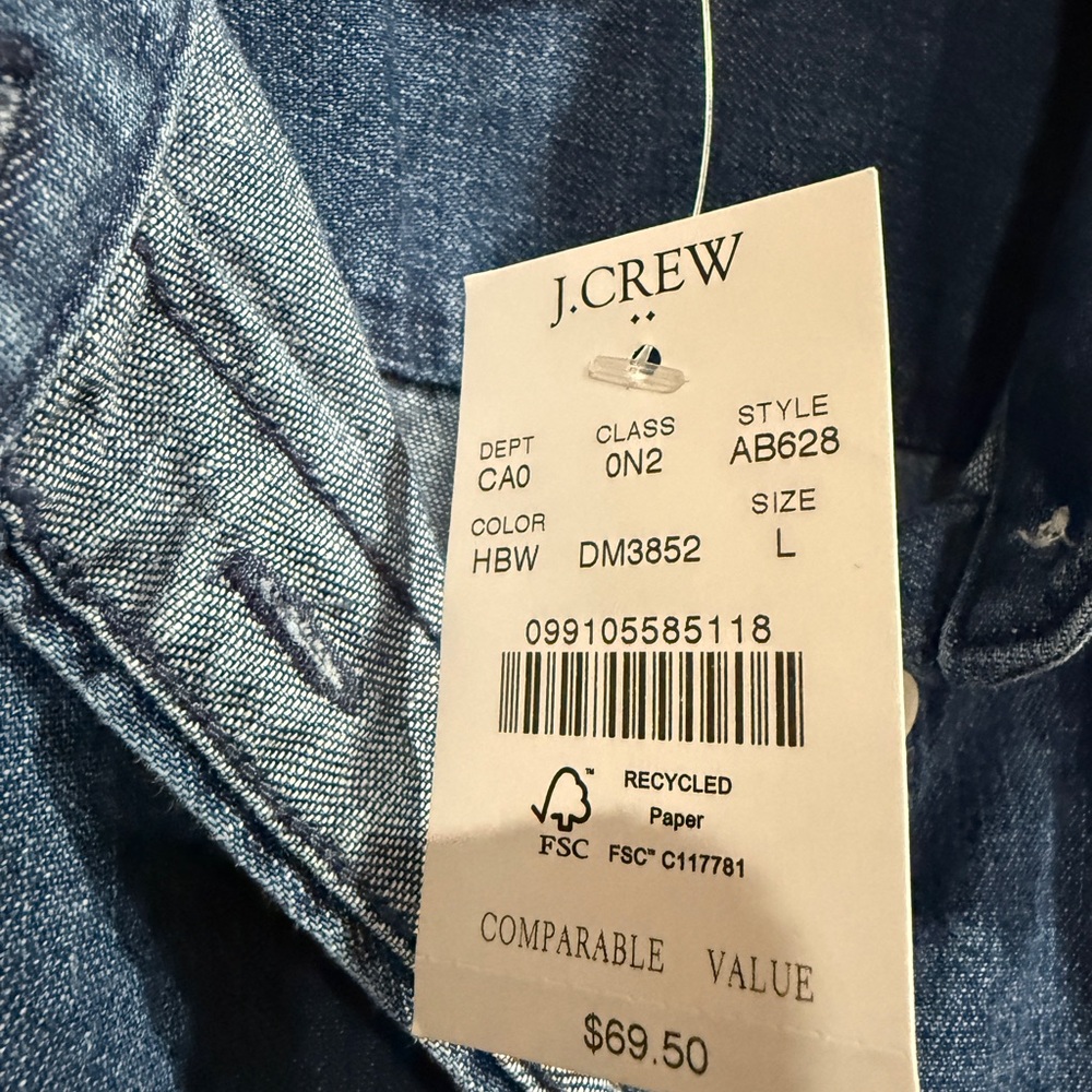 J. Crew Women's Denim Button-Down Shirt - Blue - Picture 6 of 7